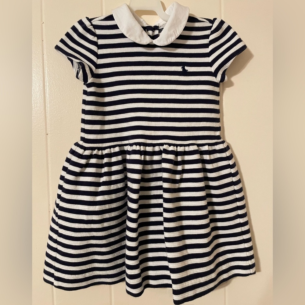 Ralph Lauren Navy and White Striped Kids Dress